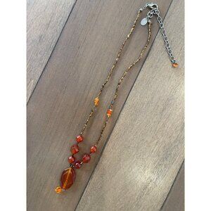 Cousin Claudine Orange Beaded Necklace Ideal For Enhancing Autumn Outfits